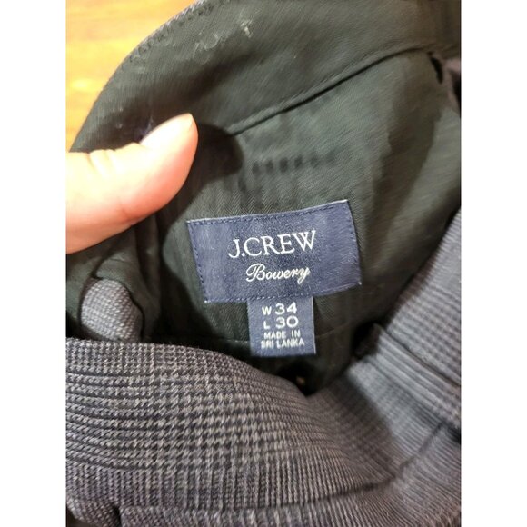 J. Crew Men's Pants 34x30 Bowery Slim-Fit Classic Navy Blue Wool Subtle Plaid - Picture 4 of 5